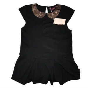 Ted Baker Girls Top 12-13 YR Sequins Black Peplum